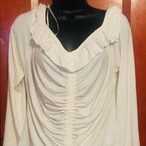 White Cropped Long Sleeve Shirt